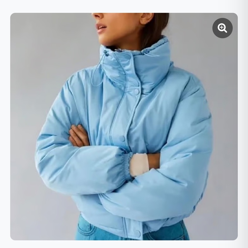 BDG Light Blue Cropped Puffer Coat
